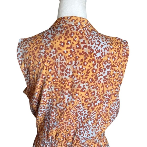 Nine West A-Line Shirt Dress Animal Print Sleeveless Chest Pocket Tie Waist Sz L - Picture 6 of 16